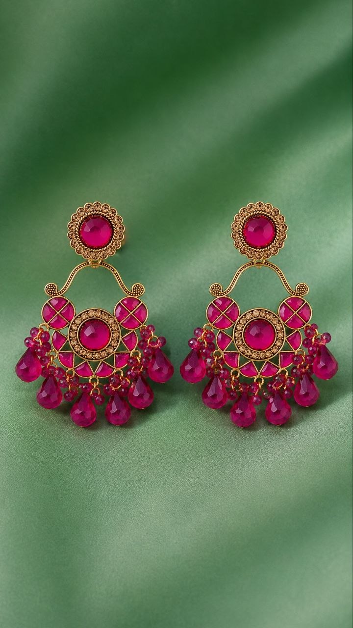Amber Glow Pink Danglers