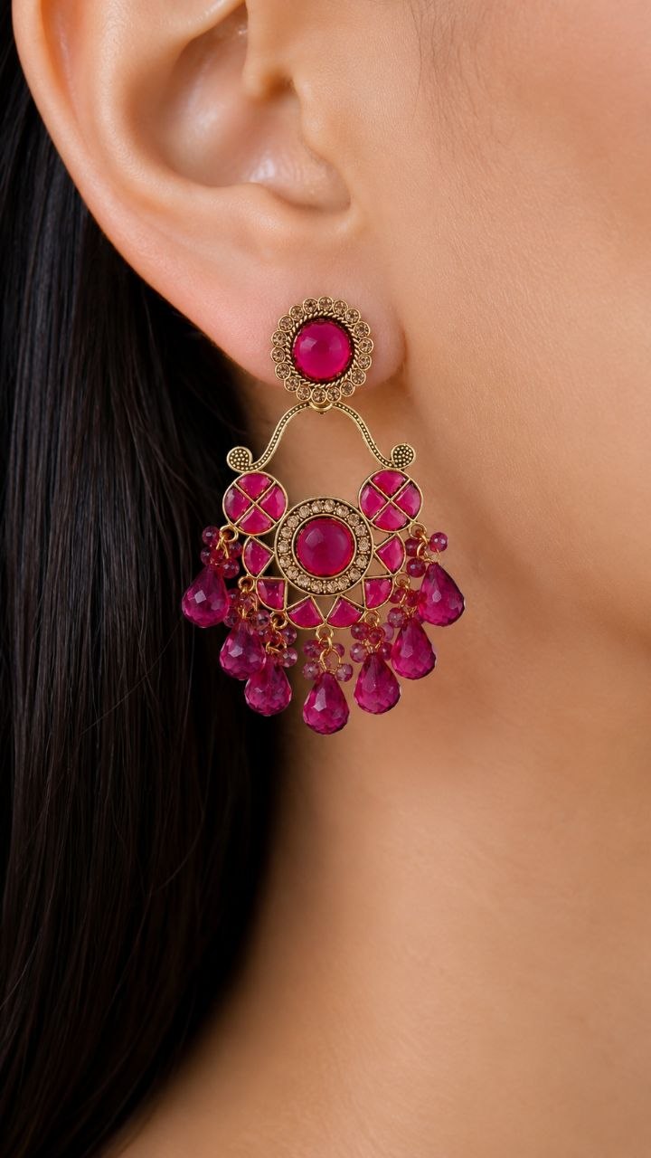 Amber Glow Pink Danglers